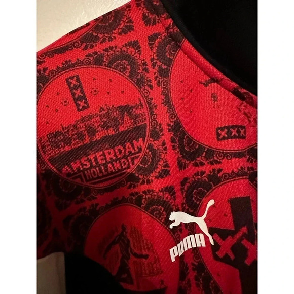 Puma Men's Black & Red Long Sleeve Full Zipped Amsterdam Track Jacket Size XL - Picture 5 of 8